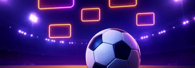 Live odds boxes over a floodlit stadium, a cricket and football theme